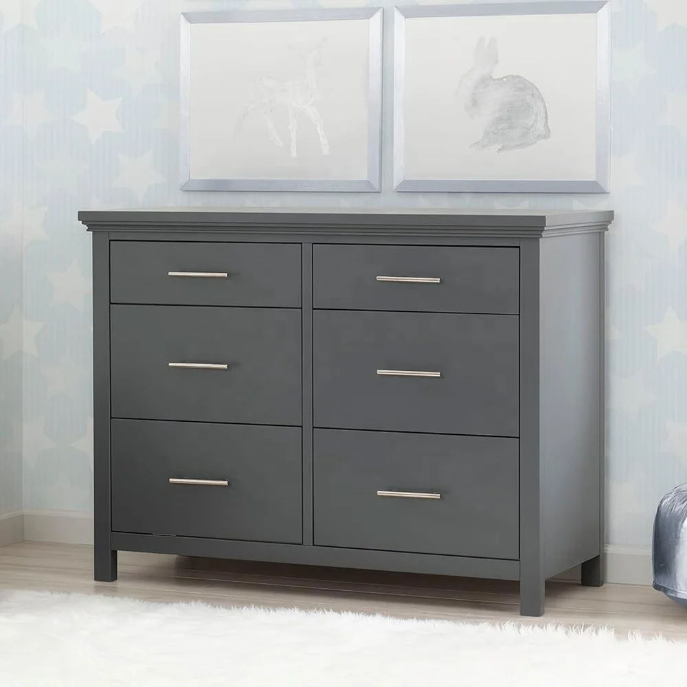 Toddler Room 6 Drawer Dresser Storage Cabinet Wood Baby Dresser and Changing Tablepromote sales