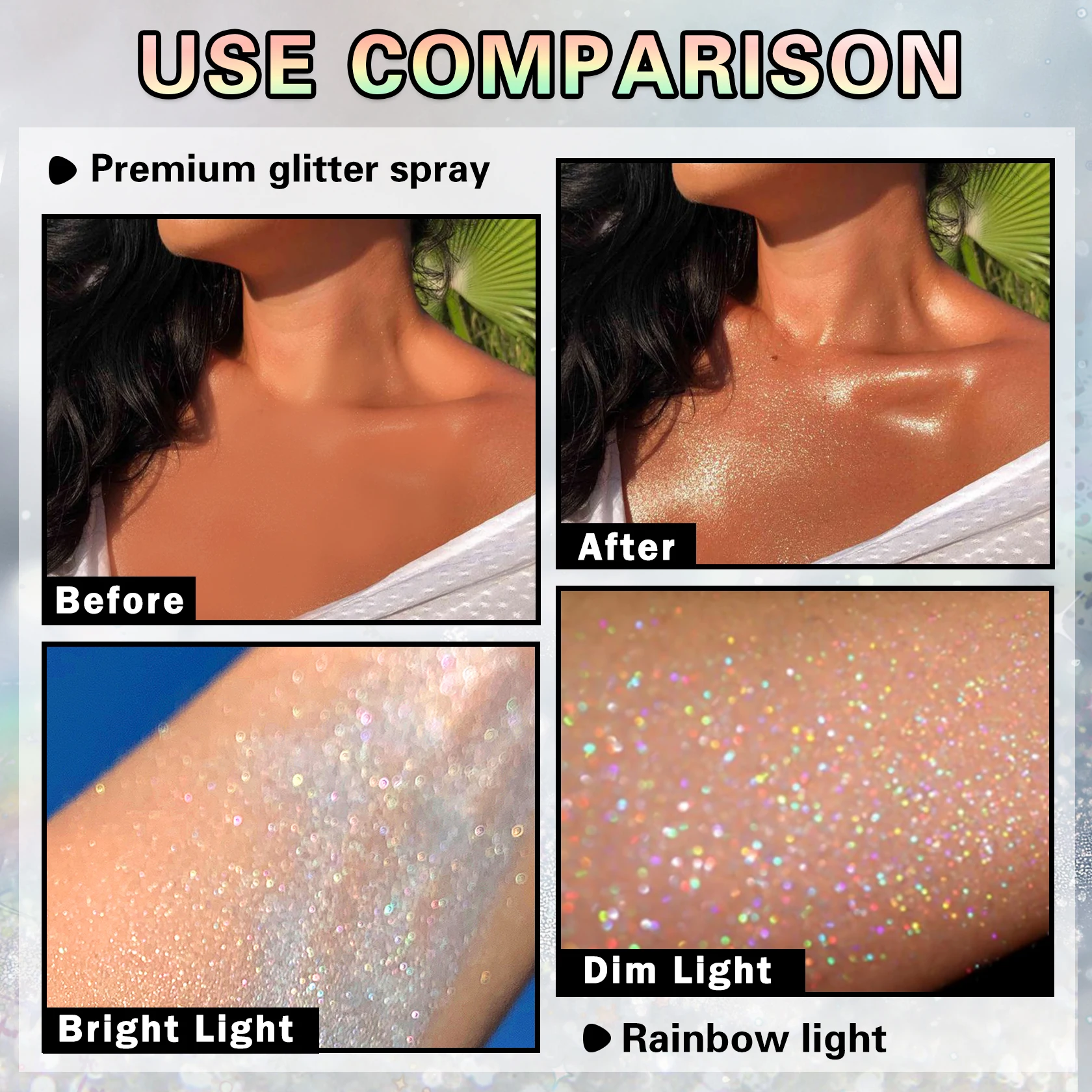 2025 جديد المجسم الجسم بريق رذاذ للشعر الملابس التجفيف السريع طويلة الأمد لامع عيد الميلاد اكسسوارات الديكور