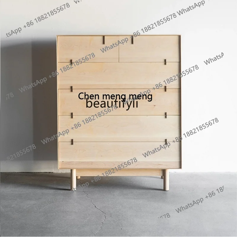 

Solid Wood Ash Storage Chest of Drawers Small Apartment Nordic and Japanese Style Simple Living Room Side Cabinet Log Style