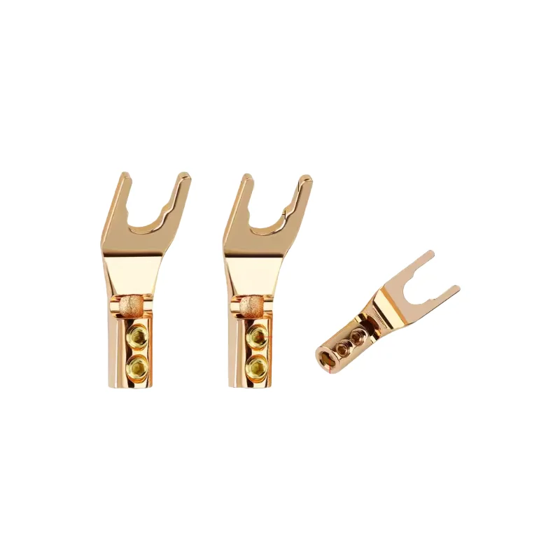Pure copper gold-plated/rhodium-plated fork-shaped connector, pure copper speaker connector 4-piece set