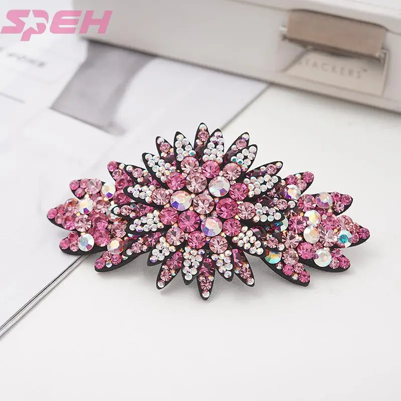 Hairpin  adult hair accessories Ice Flower Rhinestone curling headdress back flower spring collet flower top clip hairpin