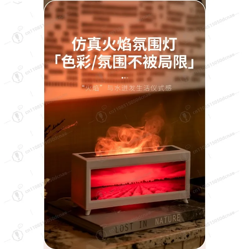 New Simulation Fireplace Flame air Humidifier Remote Control Colorful Night Light Desktop Home Essential Oil Aroma Diffuser