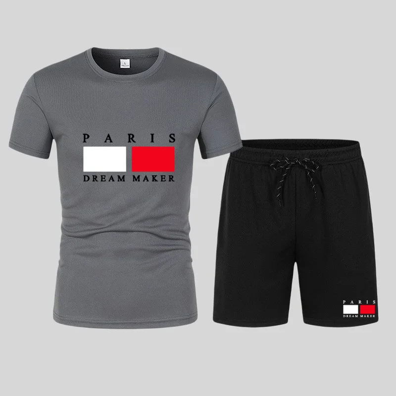 Summer men's short-sleeved T-shirt and short pants, comfortable sportswear, men's casual round-neck T-shirt and short pants two- 3