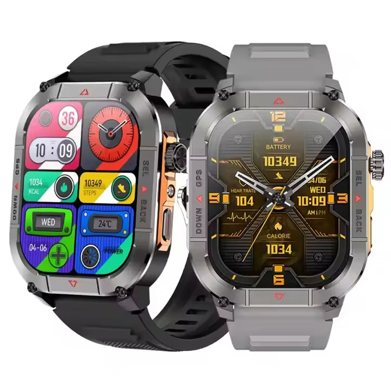 New HK84 Men Smart Watch AMOLED Outdoor GPS Sports Positioning Compass Fitness Tracker BT Calling Health Monitoring Smartwatch