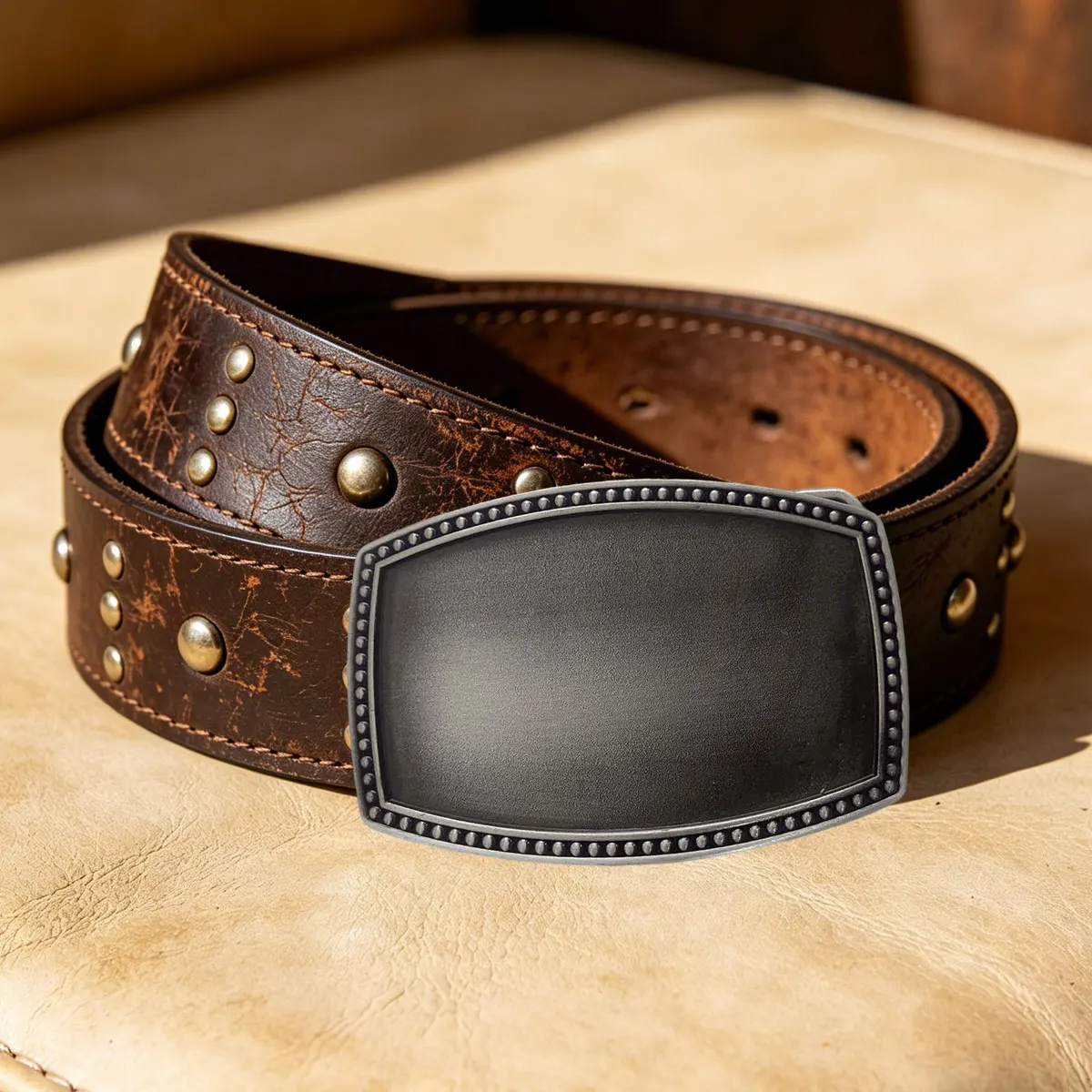 Men's Retro Solid Optical Board DIY Square Shape Belt Buckle Fashionable And Unique