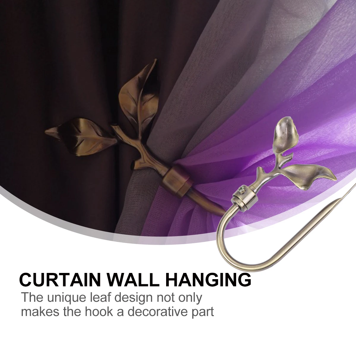 

Rustic Leaves Metal For Curtains Decorative Tiebacks Heavy Duty Holdbacks Home Office Bedroom Wall Mounted Hangers With