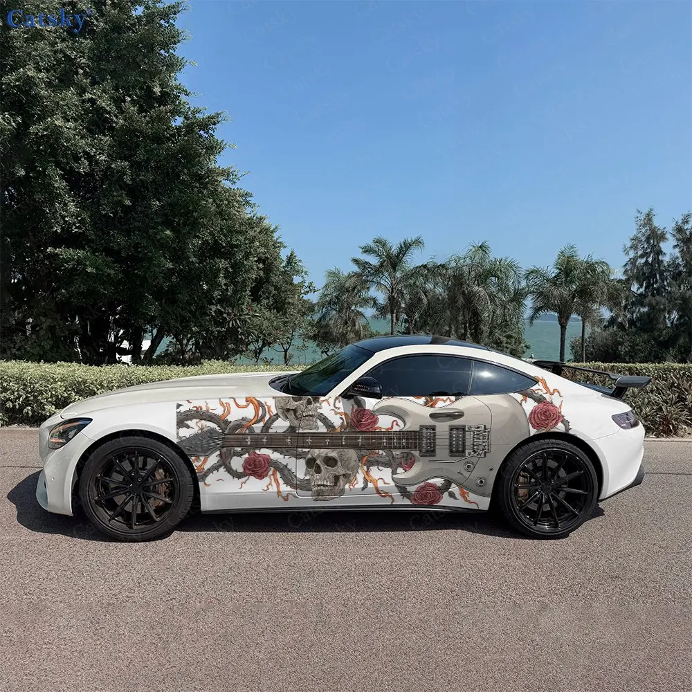 

Наклейки на боковые части автомобиля «Роза с шипами» и «Гитара-череп», самоклеящиеся, из ПВХ, водонепроницаемые и устойчивые к царапинам, аксессуар для автомобиля, подарок