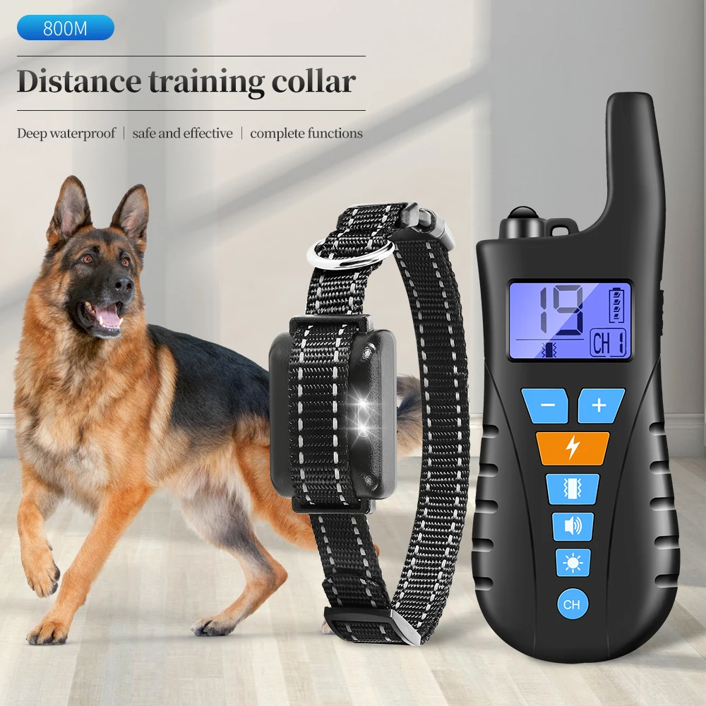 Dog Collar Electric Remote Control Dog Training Behavior Device Rechargeable Waterproof Shock Vibration Anti-Barking Pet Supplie