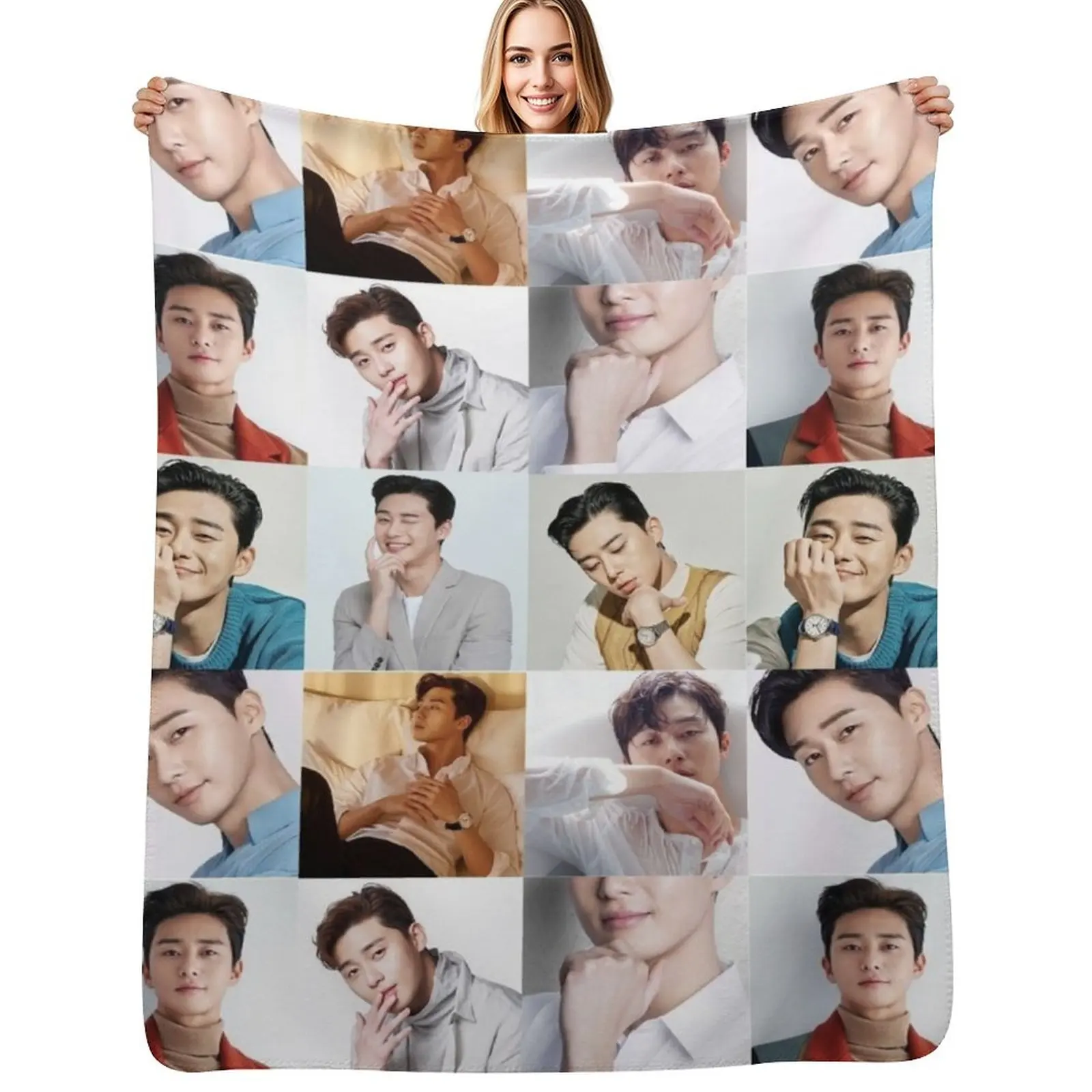Park Seo Joon Collage Throw Blanket Fluffy Cozy Throw Blanket for Home Decor