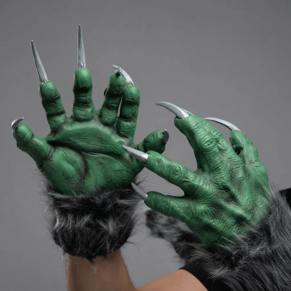 Costume Accessories Creepy Halloween Gloves Realistic Flexible Beast Claws Textured Latex Werewolf Hands Performance