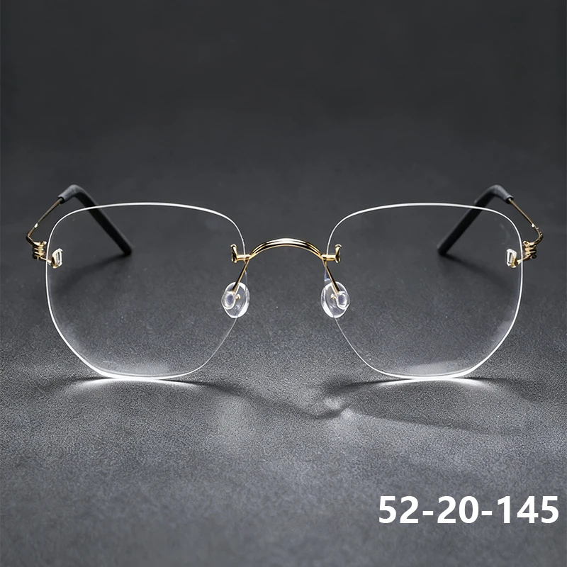الدنمارك العلامة التجارية 358 مضلع بدون شفة الرجال النظارات الإطار موضة خفيفة كبيرة الحجم النساء لا حافة النظارات الذهب سلك نظارات جديد #6