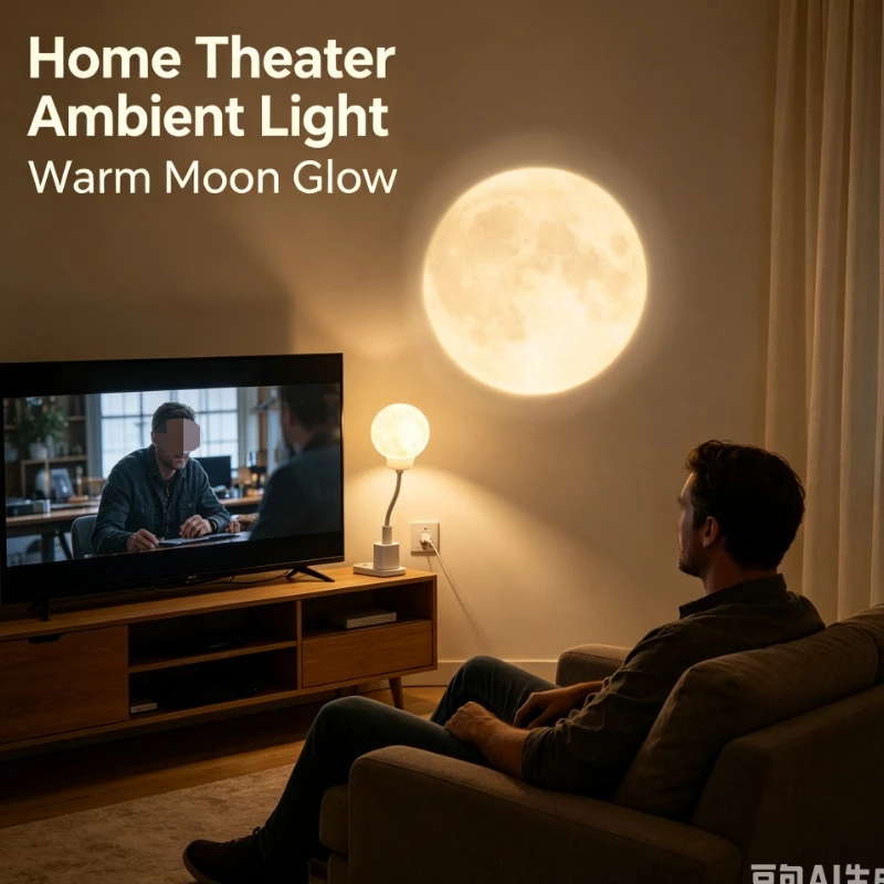 USB Moon Shape Night Light With Soft Glow And Voice Control For Bedside Or Sleep Area Illumination