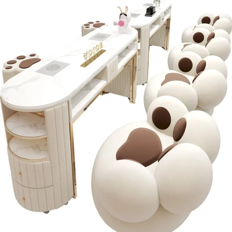 Multifunctional Design Nail Tables Simple Accent White Modern Nail Tables Retro Oval Mesa Manicura Salon Furniture ZT50MT