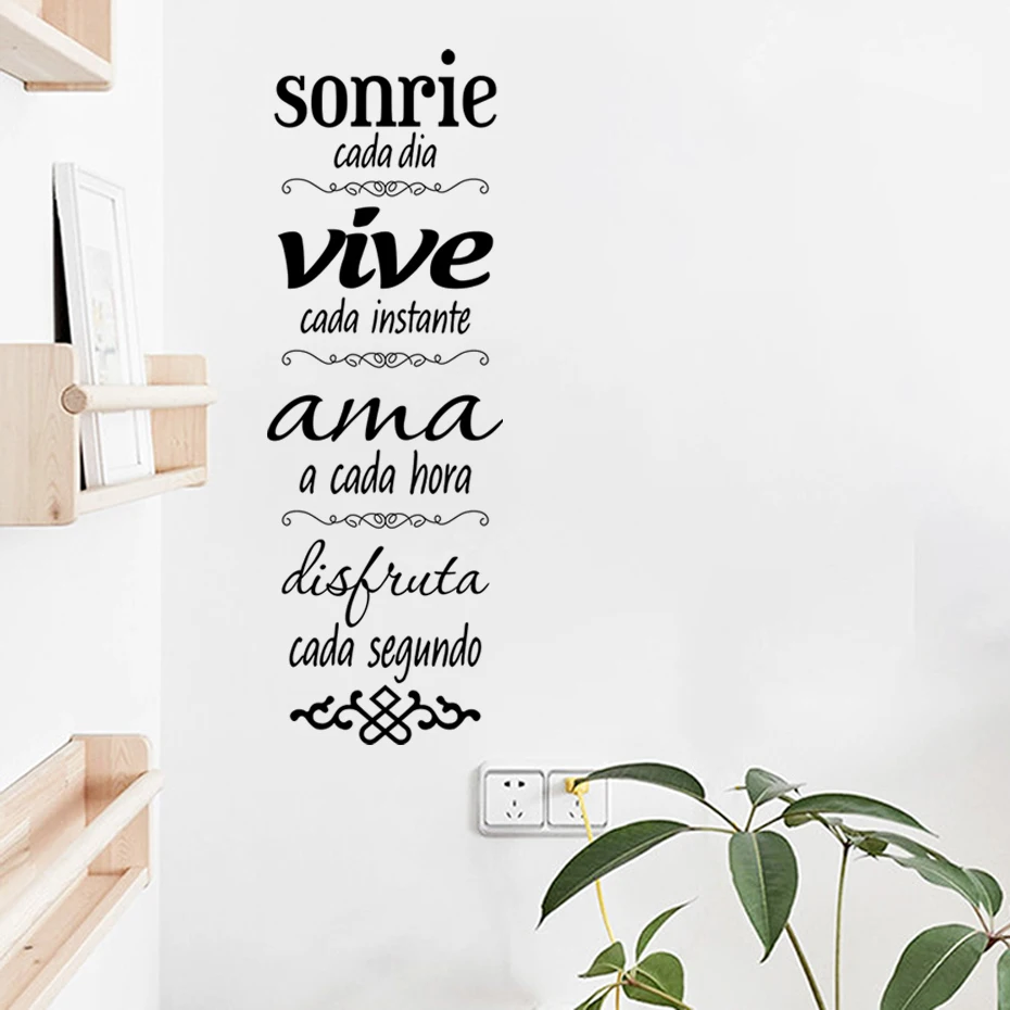 Sonrie Vive AMA Wall Stickers Spanish Vinyl Verses Decal Home Decor Family Rules Wall Decals Wall Art Sticker Sayings Words Quot