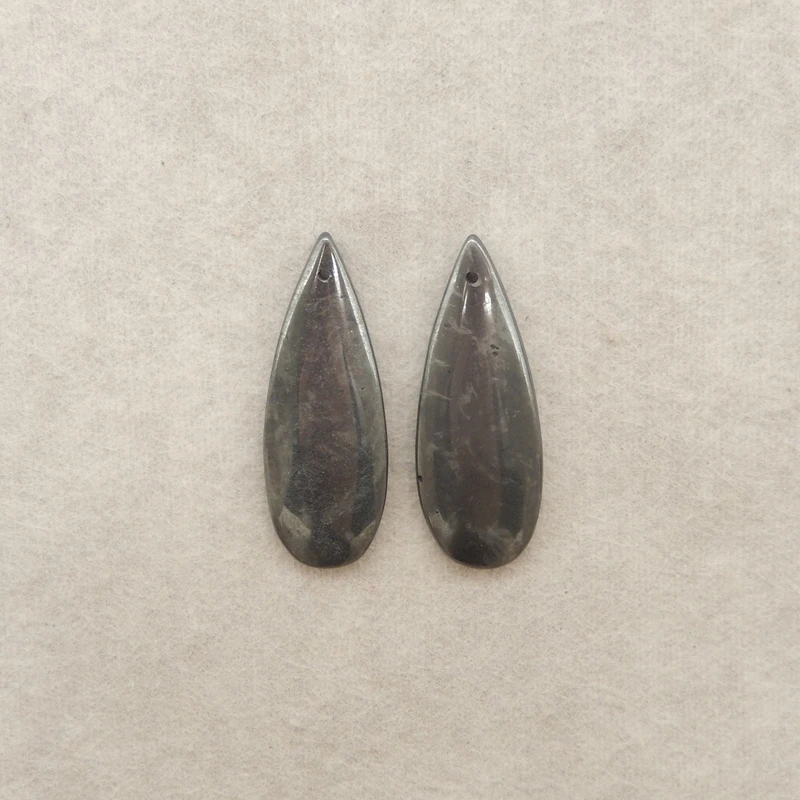 2PCS Natural Hematite Teardrop-Shaped Components – Metallic Gunmetal Gemstone for Handmade Jewelry & Artisanal Crafts