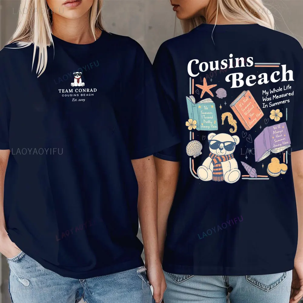 Team Conrad Cousins Beach Cartoon Style Vintage Graphic T Shirts The Summer I Turned Pretty T-Shirt Woman Man Cotton Shirt