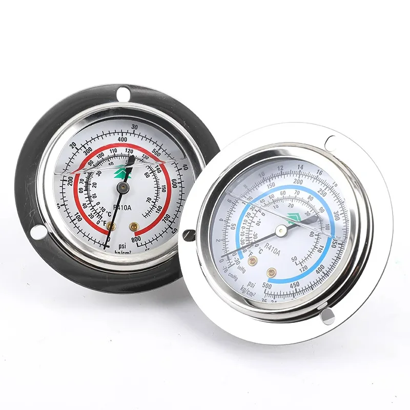 Vibration proof oil filled high pressure low pressure gauge vacuum stainless steel axial gauge for refrigeration machine