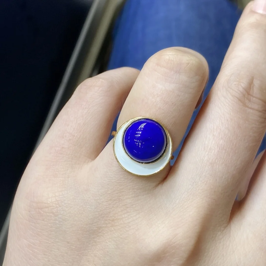 

1 шт. Fengbaowu натуральный лазурит кольцо 10 мм круглый кабошон стерлингового серебра 925 пробы рейки целебный камень модные ювелирные изделия подарок