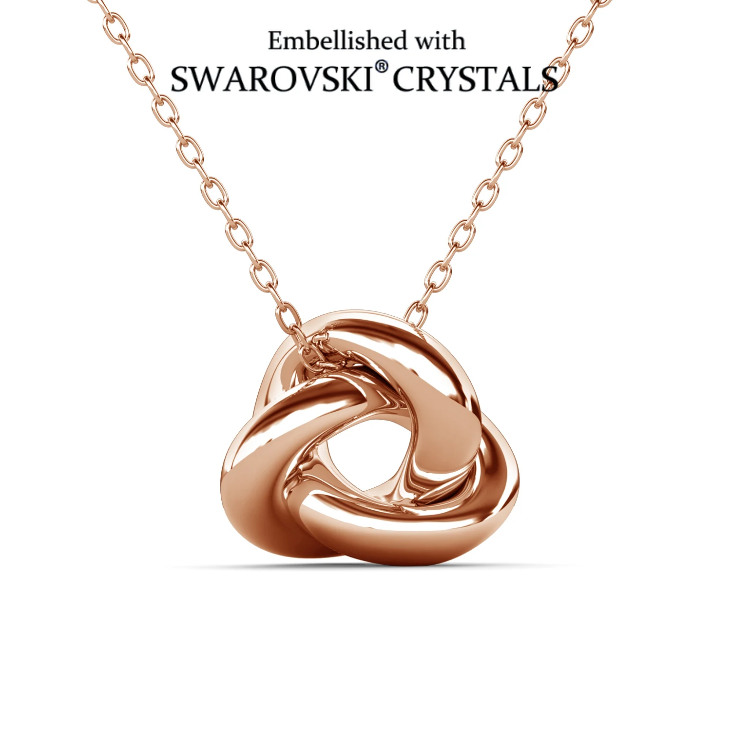 

Подвеска с тройным узлом, украшенная кристаллами Swarovski, из меди с покрытием из розового золота, женские украшения, подарок на свадьбу, выпускной, День святого Валентина