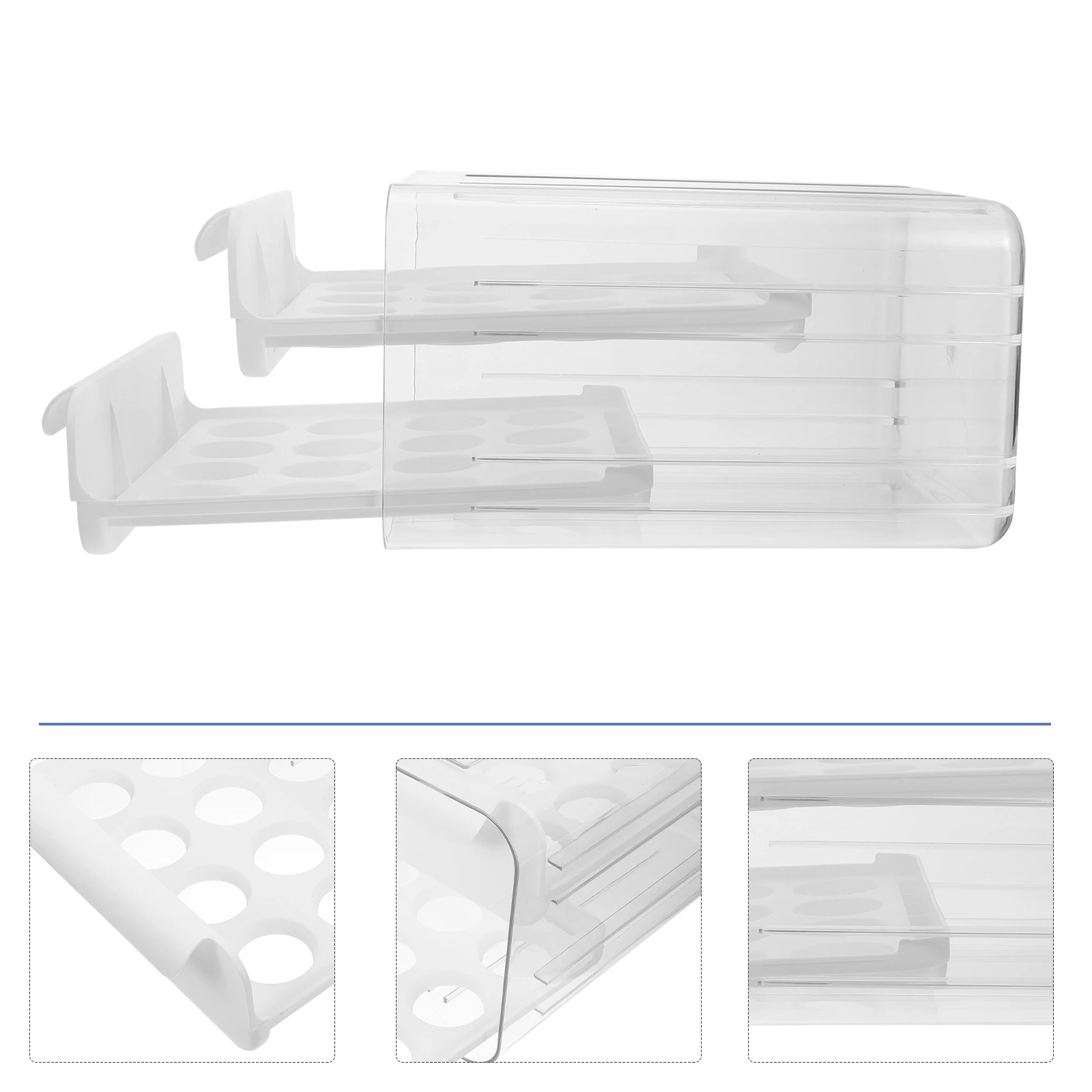 

Drawer Egg Carton Eggs Organizer for Refrigerator Automatic Bin Plastic Holder Fridge Portable Case Travel Carrier