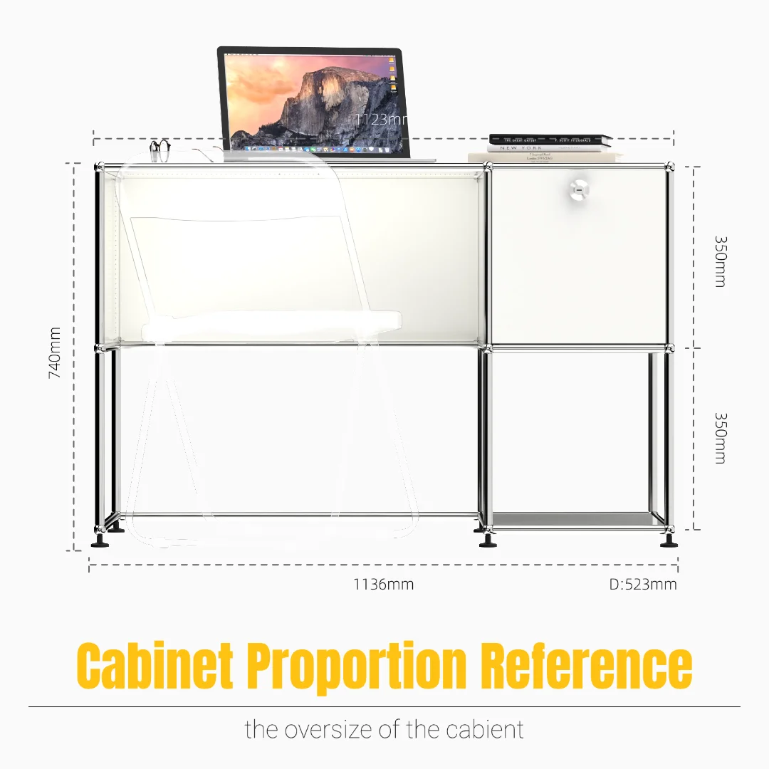 Modern Modular Metal Desk with Storage Cabinet｜Open Frame Writing Table｜Custom Color Office Furniture