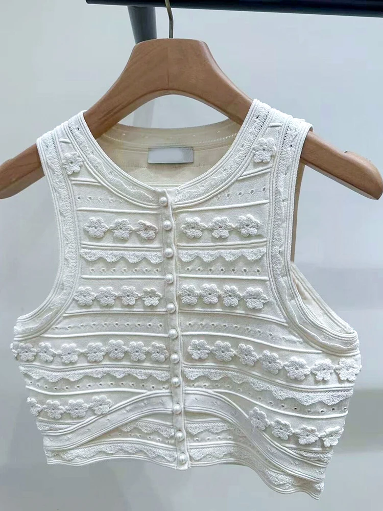 

Spring 2025 High-End Knitted Vest Top And Skirt Set for Women in Their 20s And 30s round Ne Button Closure Polyester F...