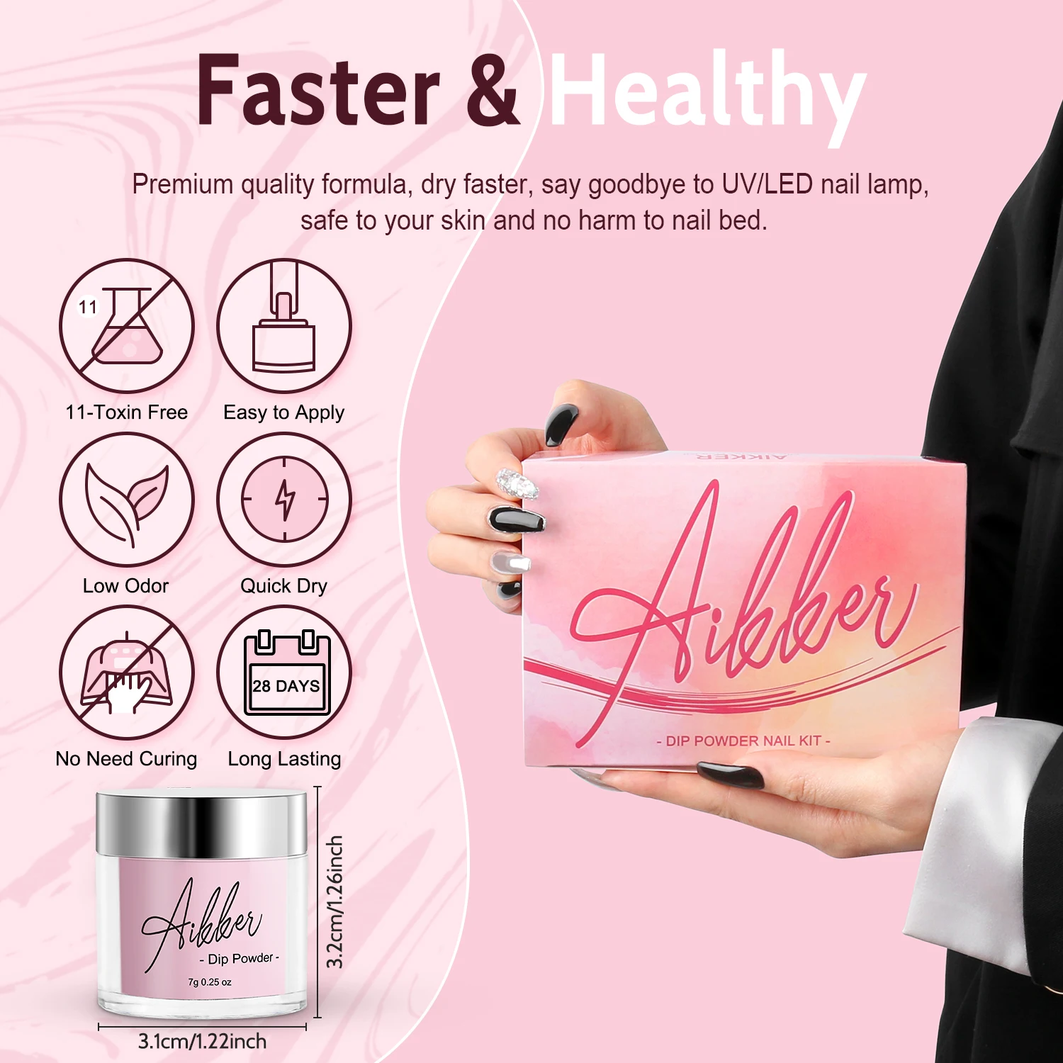 30 Colors Green Pinkish Golden Glitter Shades Dipping Powder Set, No Lamp Needed for Manicure Women Girls Easter Day Gift