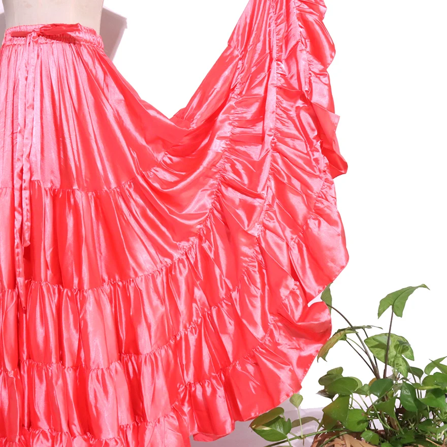 ベリーダンス トライバル フリル フラメンコ 720 度 サテン 25 ヤード 4 ティアード スカート ジプシー スカート 9EX69