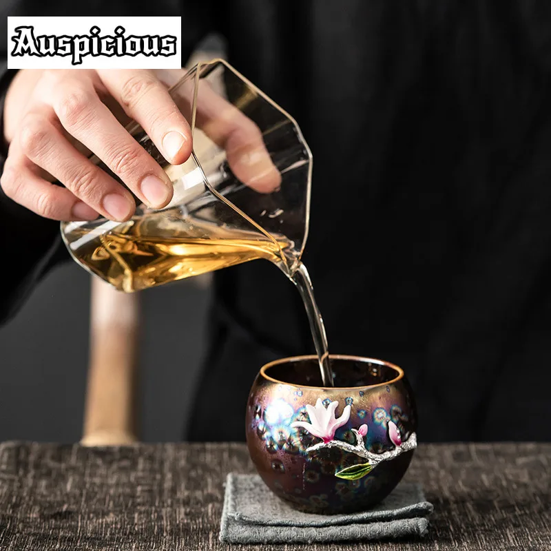 Tianmu Glaze Kiln Seven Color Peacock Tea Bowl Owner Teacup Hat Single Cup Jianzhan Meditation Cup Kung Fu Cup Gift Packaging