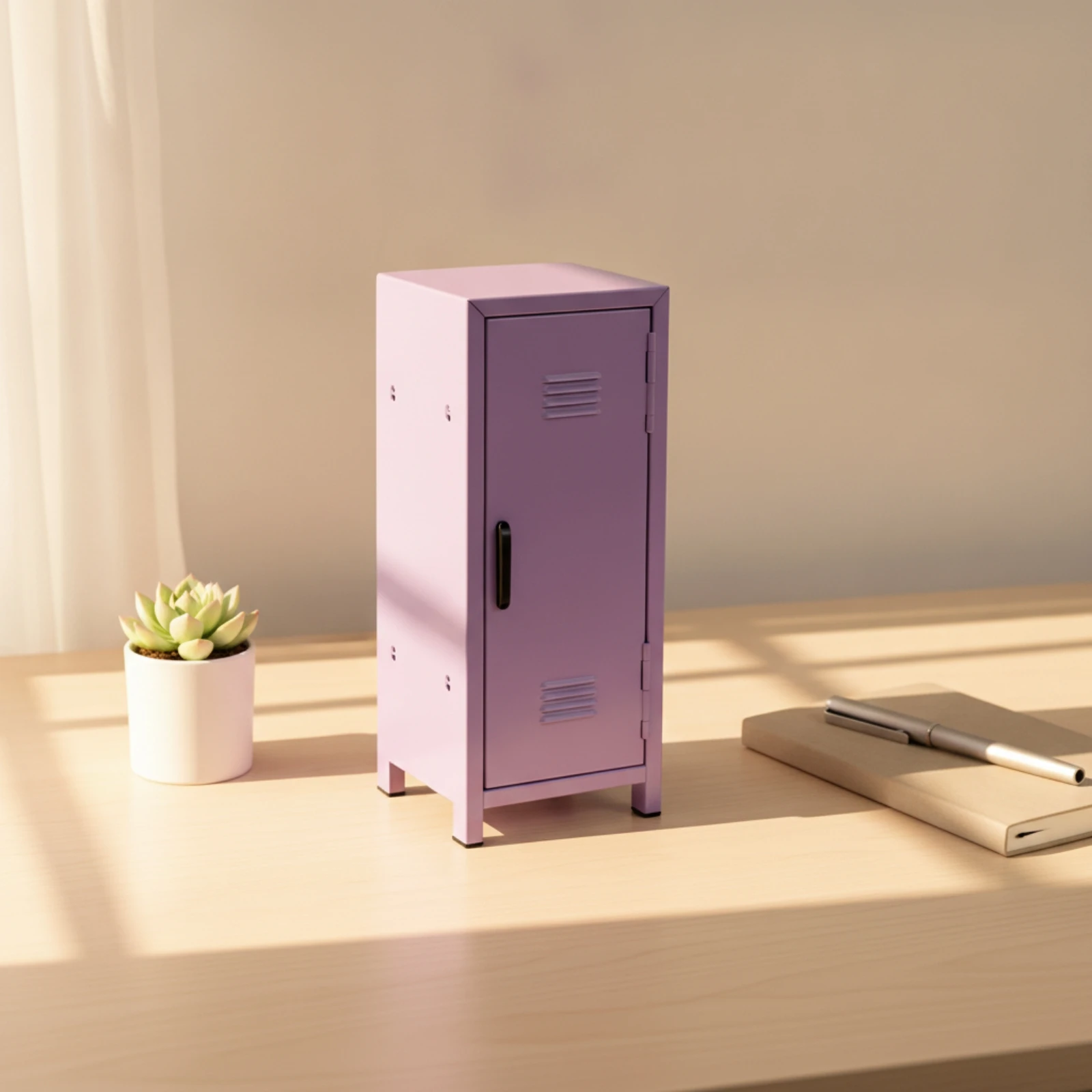 Desktop Storage Cabinet Space-Saving Mini Locker Cabinet with Single Door Modern Sturdy for Office, Vanity