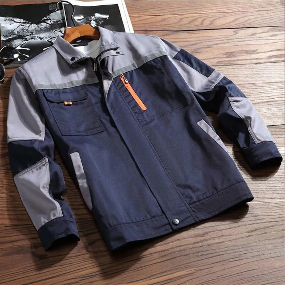 Construction Site Workwear Suit Durable Polyester Mens Utility Uniforms Automotive Repair Overalls Multi Pocket Safety Gear