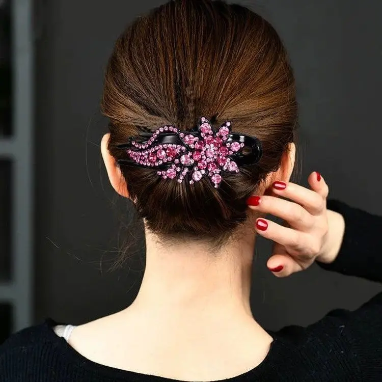 

Women's Fashion Casual Rhinestone Floral Hair Clip Headdress Female Korean Style Hair Clip Mothers Hairpins New Hair Accessories
