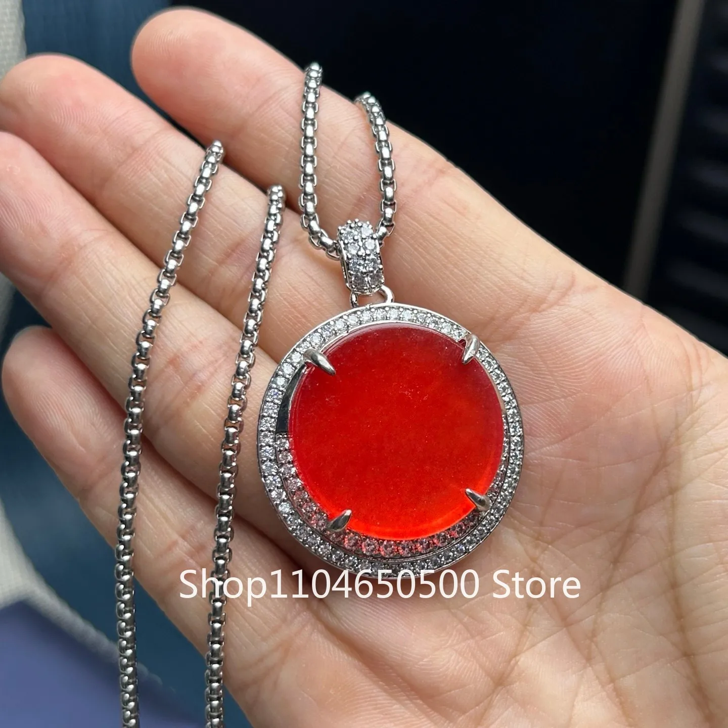 

Certified Natural Perfect Ice red Jade Jadeite Carved Pendant&Necklace