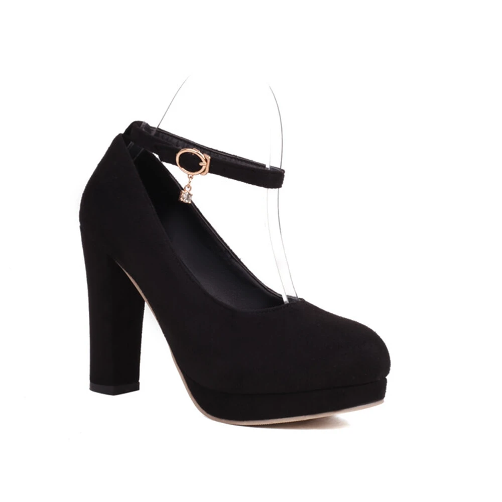 New High Heels Waterproof Platform Fashion Women Shoes Simple Versatile Professional Buckle Shallow Mouth Classic Round Toe 6001 image 2