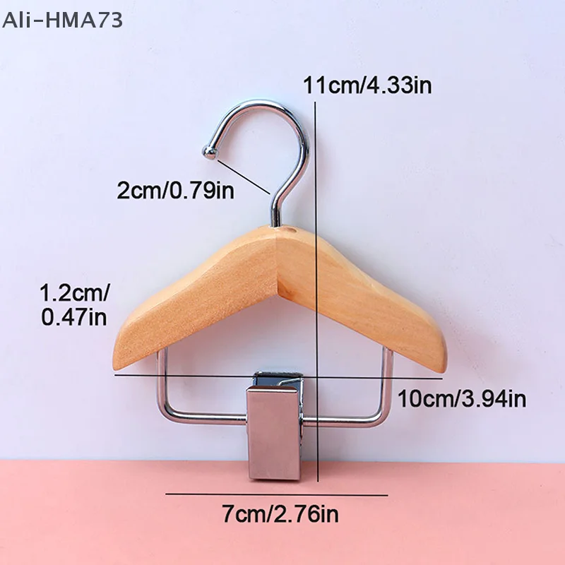 HMA73-Mini شماعات ملابس قسط الخشب شماعات ملابس الطفل مع مشبك عدم الانزلاق العملي خطاف ملابس الحيوانات الأليفة خزانة شماعات