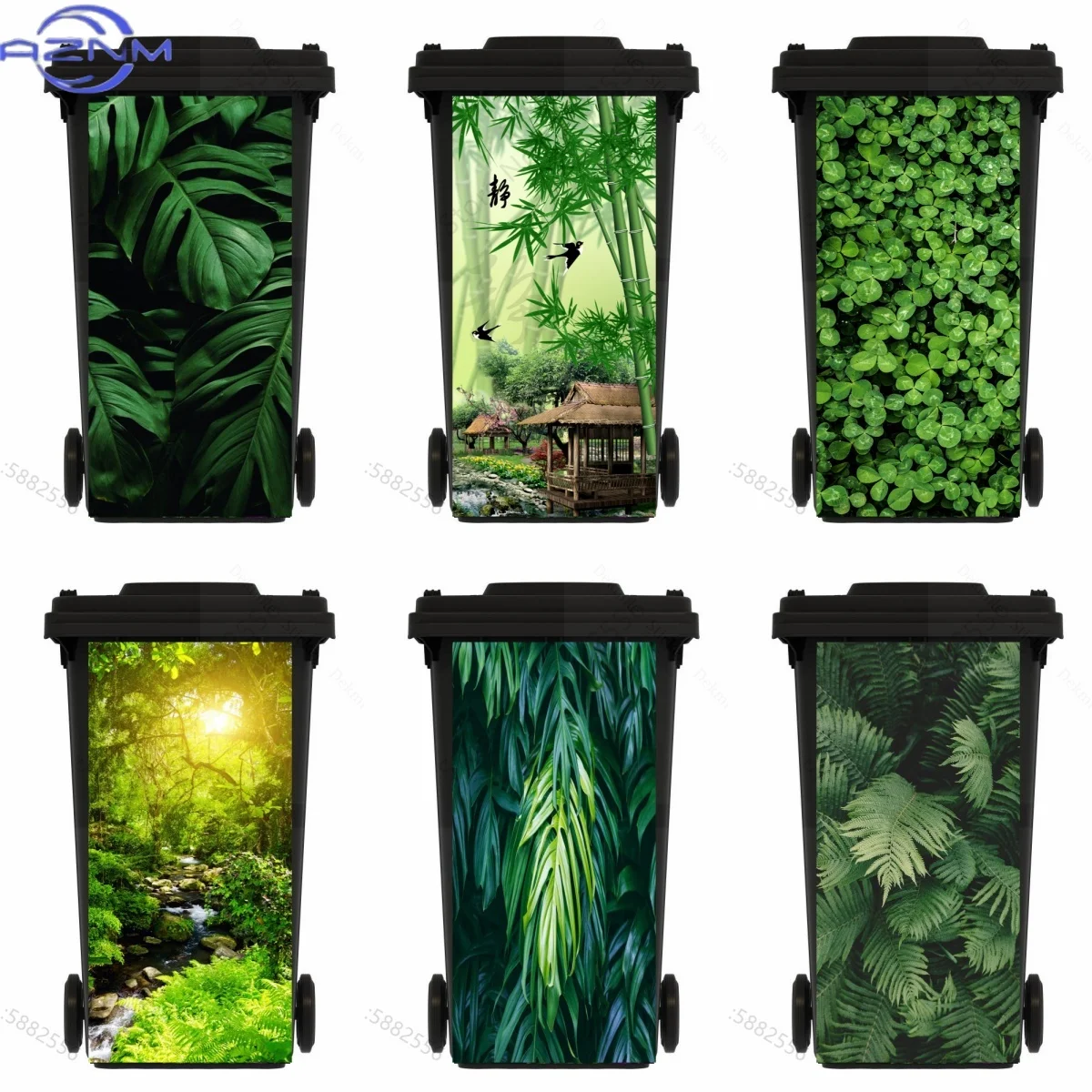 Custom Size Self-adhesive PVC Trash Can Sticker Waterproof Wallpaper Garbage Bin Renovation Cover Decal Mural For Kitchen Deco