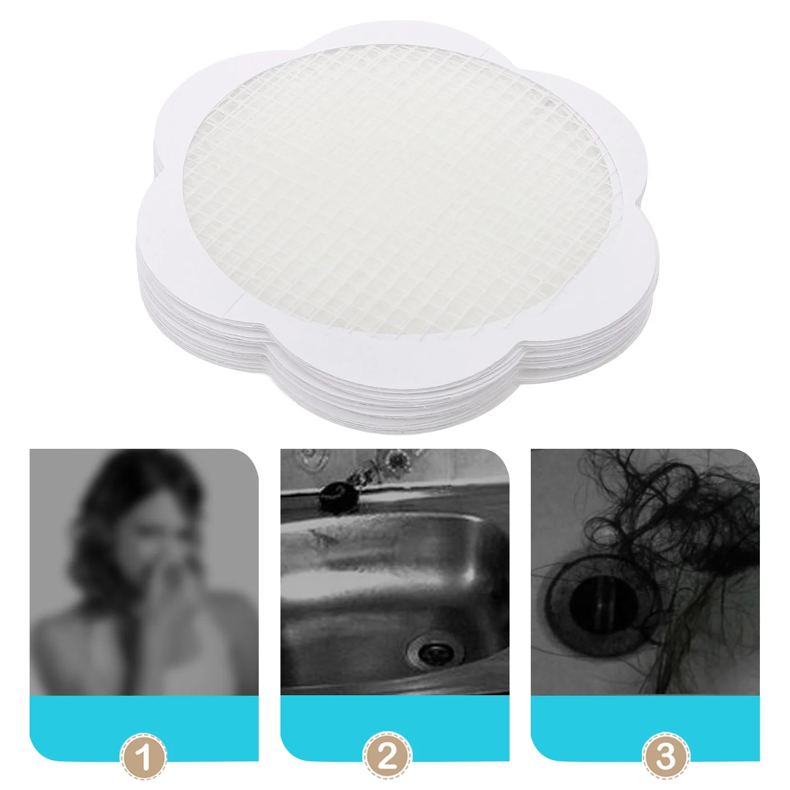 

25pcs Floor Drain Stickers Hair Filter Anti Blocking Kitchen Bathroom Sink Draining Mesh Flower Shape Glassfiber No Odor