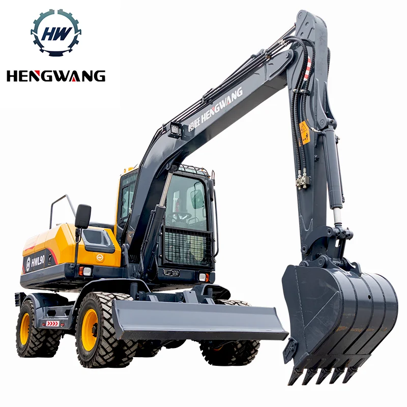 Wheeled Excavator 9Ton Hydraulic EarthMoving Digger With Bucket Attachments Medium Large Wheel Excavators Factory Customization