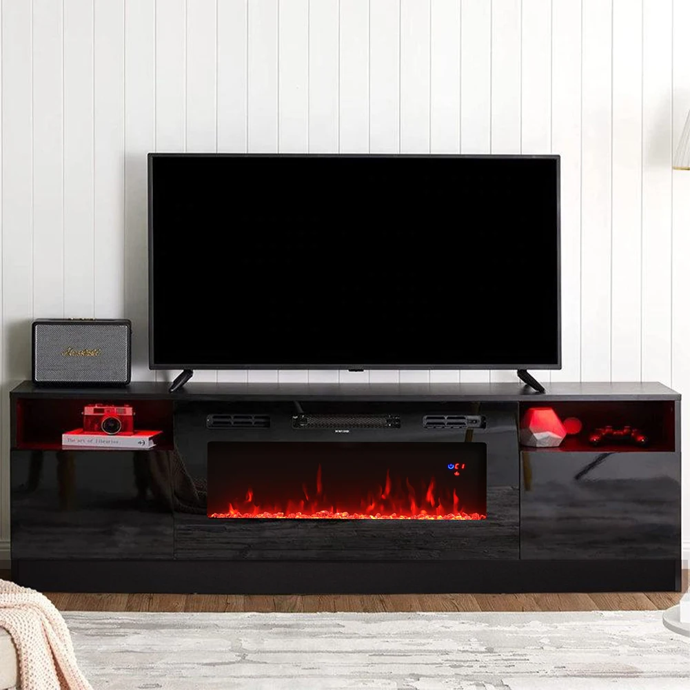 【Breeins】Recessed Electric Fireplace TV Stand with Closed Storage Home Decoration With Remote Modern