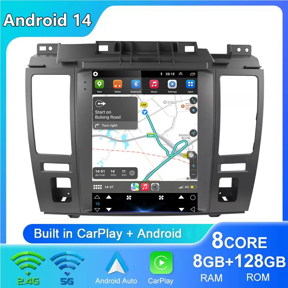 For Nissan Tiida Versa 2004 2005 - 2013 Tesla Style 9.7 Inch Android 14 Car Android auto Wireless Carplay Radio GPS Navi NO DVD