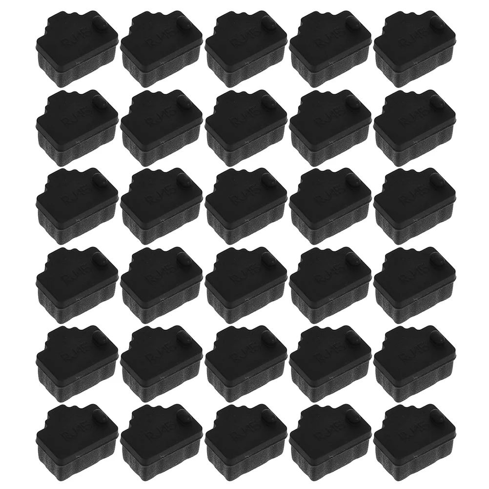 50 Pcs Dust Plug Ethernet Port Hub Cap Cover Cable for Computer Network Black on