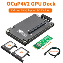 OCuP4V2 OCuLink GPU Dock ReDriver Chip Support PCI-E 4.0 x4 Optional NVME M.2 to OCulink Adapter Exteral Graphic Card for Laptop