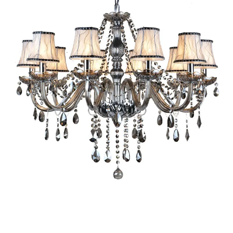 European Crystal Chandelier Candle Style Pendant Light for Living Room Dining Bedroom Villa Hotel Decor