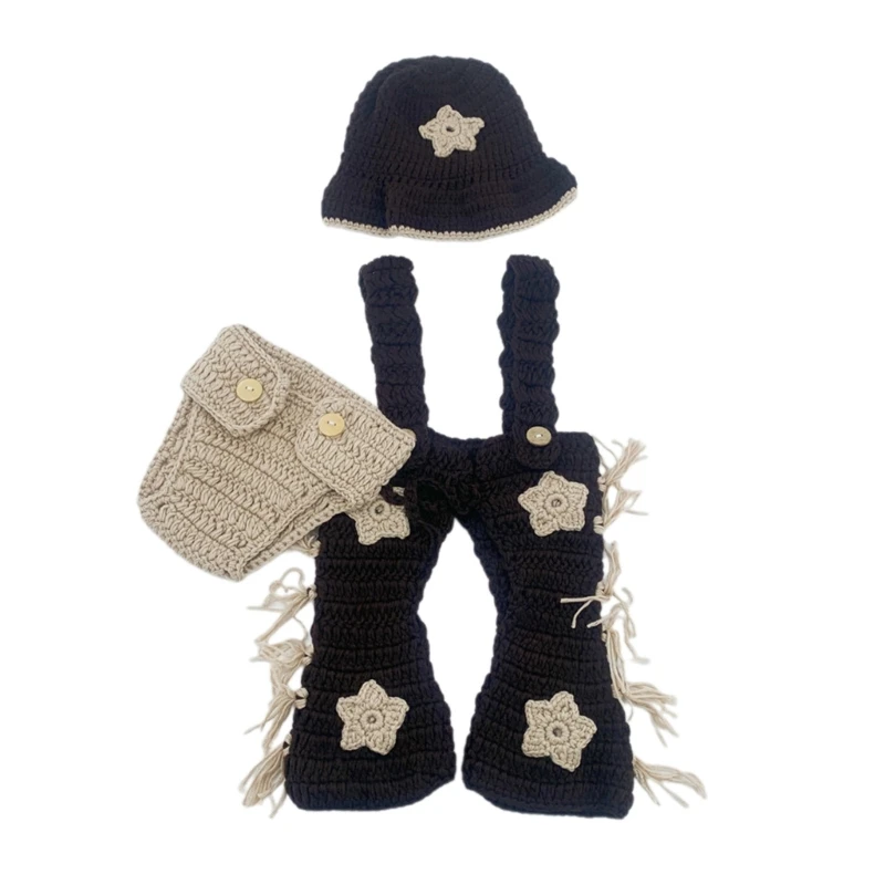

Knit Hat Pants Diaper Outfit Newborns Baby Photo Props Clothes for Infant
