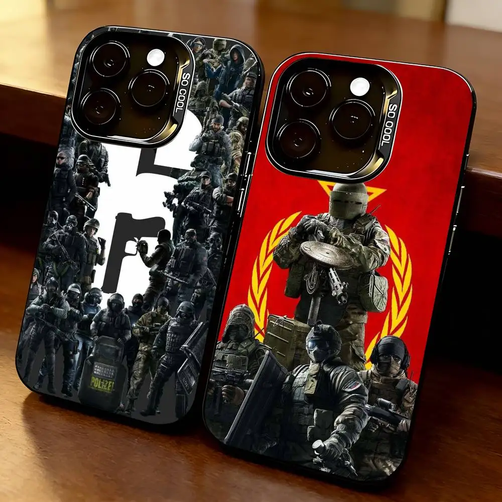 Game R-Rainbow Six Siege Phone Case For iPhone 17,16,15,14,13,12,11 Plus,Pro Max,XS,Grey Silver Plated Inside Cover
