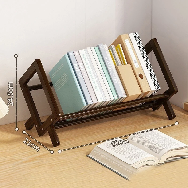 Desktop Bookshelf Organizer Wood Office Tabletop Book Storage Rack Tilting Bookcase for Books/cds/magazine Display