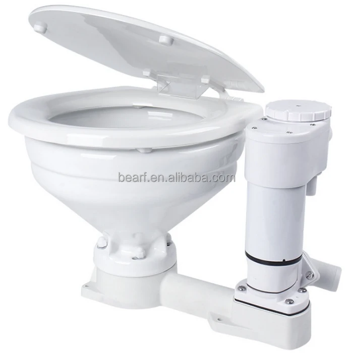 Toilette à chasse électrique DC 12V 24V, pompe réversible, magasins pour droitier, siège à fermeture douce, céramique pour yacht marin, bateau, bateau, soleil