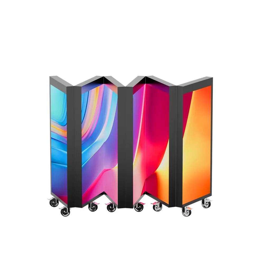 2026 NEW Rental P2.604 Six-Fold Portable IP65 LED Screen DJ Booth Rolling Wheels Mobile Stage Elevator Music Shopping Mall