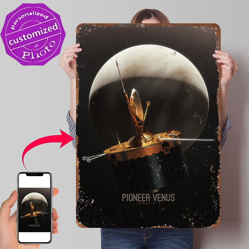 Póster Impreso en 3D de Pioneer - Venus 1978, Letrero Metálico Vintage Personalizado para Decoración de Pared, Decoración del Hogar, Decoración de Habitaciones, Decoración Retro