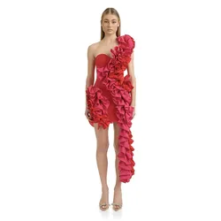 Women Elegant Bandage Dress Sexy One Shoulder Sleeveless Clothes Club Party Celebrity Bodycon Dresses